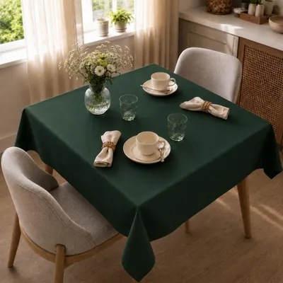 Immagine prodotto di Tovaglia 85 x 85 cm per tavolo da cucina e da pranzo in verde scuro