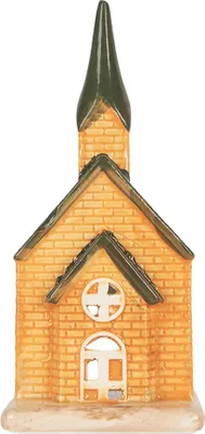 Immagine prodotto di Clayre & Eef Portacandele House 9x8x21 cm in Vetroceramica arancione