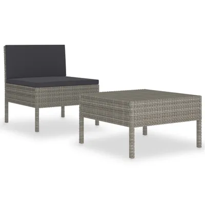 Immagine prodotto di vidaXL set salotto da giardino 2 pezzi con cuscini in poly rattan grigio
