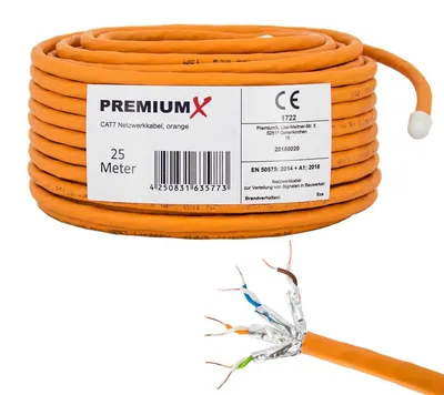 Produktbild von PremiumX 25m CAT 7 Netzwerkkabel Simplex LAN Kabel Ethernet Datenkabel