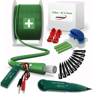 Produktbild von Begrenzungskabel-Reparaturset 150m 2,7mm - mit Kabelbruch-Tracker 200 Haken 10 Verbindern  4 Klemmen