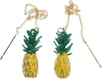 Produktbild von Ananas Ketten-Ohrringe Miniblings Hänger Kettchen Ohrringe golden Sommer Urlaub