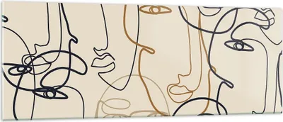 Produktbild von Bilder auf glas - Einteilig - Frau Gesicht Linie - 140x50cm - Glasbilder - Wandbilder - Bilder - zum Aufhängen bereit - Wanddekoration aus Glas - Glas Bilder - Wandbild auf Glas - GAB140x50-5109