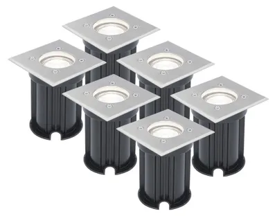 Image de HOFTRONIC - Spot LED au sol extérieur carré 4W 345lm 6500K inox IP65
