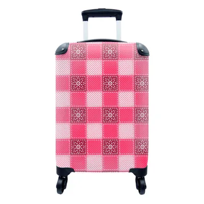 Produktbild von MuchoWow® Koffer Handgepäck Trolley Rollkoffer Kleine Reisekoffer mit 4 Rollen - Rosa - Muster - Blumen - Cabin Size < 55x40x23 cm & 55x40x20 cm - Fotokoffer - Kabinenkoffer - Boardgepäck - Reise-Box - Reisekoffer - Reisegepäck - Koffer mit Bild - Trolley für Kinder