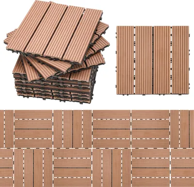 Produktbild von Faziango Terrassenfliesen 33 Stück (3m²) Klickfliesen in Holzoptik, WPC Fliese，30 x 30cm, Braun