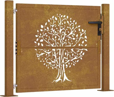 Produktbild von vidaXL Gartentor 100x100 cm Cortenstahl Baumdesign