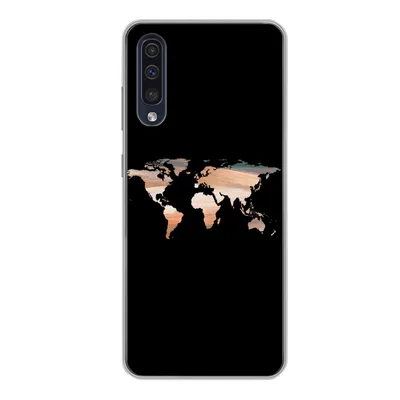 Produktbild von MuchoWow® Handyhülle Schutzhülle Hülle für Samsung Galaxy A50 Weltkarte - Farbe - Schwarz Silikon Softcase Handy Hülle - Mobiltelefonhülle