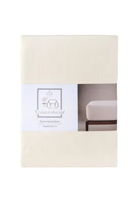 Produktbild von Trautesheim Spannbettlaken Spannbetttuch Bettlaken, 90 x 200 x 25 cm, 100% Baumwolle, beige