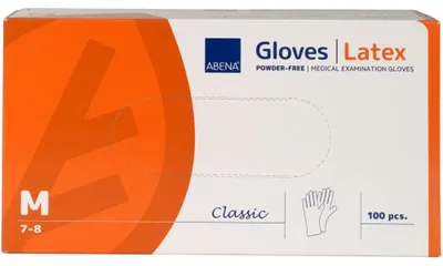 Produktbild von ABENA Latex-Handschuhe puderfrei (VPE: 100 Stück)>>>>Gr. M