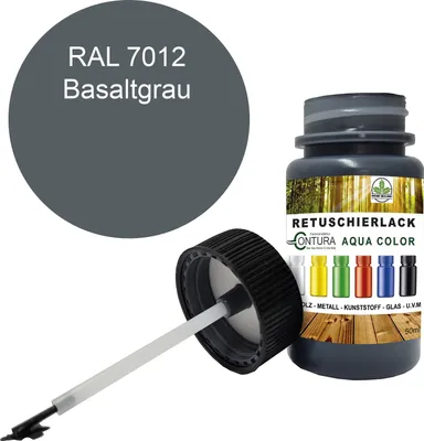 Produktbild von Reparaturlack Lackstift RAL Lack Pinselflasche 50ml. Farbe Holz Metall Möbel Auto Bad Retuschierlack - RAL 7012 Basaltgrau