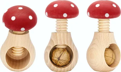 Produktbild von Nussknacker Fliegenpilz aus Holz Höhe ca. 10 cm Nutcracker toadstool made of wood