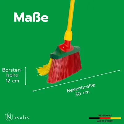 Immagine prodotto di Novaliv set scopa ad artiglio 30 cm in legno con manico telescopico setole curve scopa da giardino scopa da strada scopa per spazzare scopa per foglie (1, set scopa ad artiglio + paletta manico lungo)