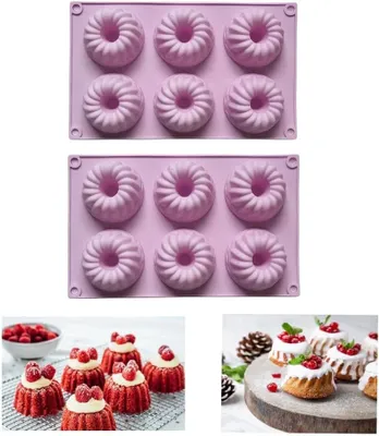 Produktbild von Mini-Tulbandformen aus Silikon – Set mit 2 Stück – Silikonform mit 6 Fächern, kleine Tulpenkuchenform