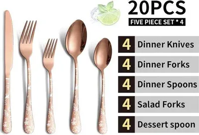 Produktbild von Famanu Besteckset 20-teilig - Spiegelpoliertes Edelstahl, Spülmaschinenfest