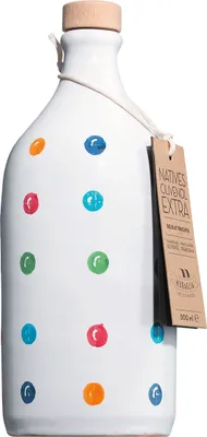 Produktbild von Frantoio Muraglia, Pois Keramikkrug mit Nativem Olivenöl Extra 500ml, mittelkräftig fruchtige Essenz, handgefertigt und verziert von unseren apulischen Kunsthandwerkern