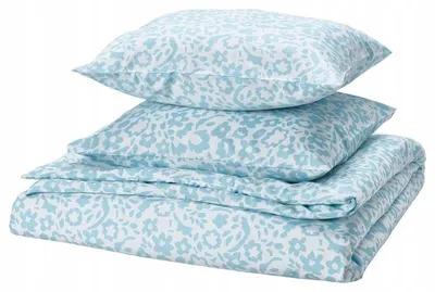 Produktbild von IKEA CYMBALBLOMMA Bettwäsche-Set 200x200/50x60 cm Weiß/Blau