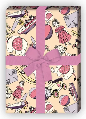Produktbild von Kinder Spielzeug Geschenkpapier Set, Dekorpapier für Mädchen, rosa - G8635, 32 x 48cm