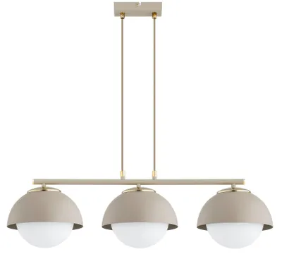 Produktbild von KAR-LIGHTING Pendellampe 3-flammig Beige – Cosmo Ecru Kaschmir Hängeleuchte aus Metall & Glas – E27 Lampen für Esszimmer oder Wohnzimmer – LED geeignet