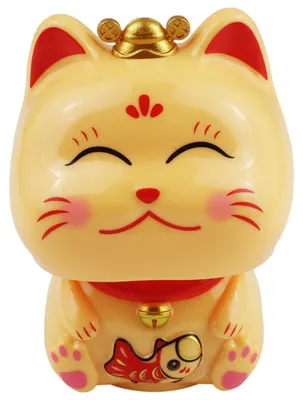 Produktbild von Armaturenbrett Wackelfigur Winkekatze beige Kopf Glückskatze Maneki-neko Solarfigur