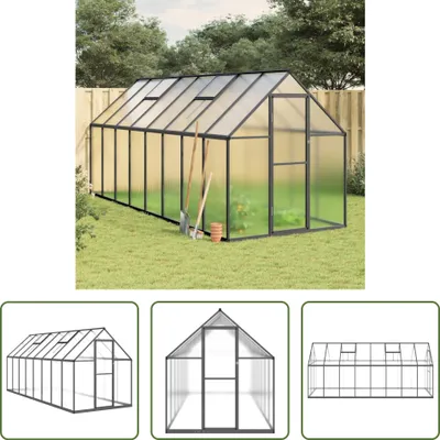 Image de The Living Store Serre avec cadre de fondation Anthracite 445x169x195 cm Alu