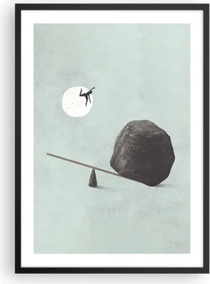Produktbild von Gerahmtes Poster - Schwarzer Rahmen - Stein Hebel Physik - 50x70 cm - Wand Bild - Wanddeko - Wandbilder - Kunstposter - Wandposter - Bilderrahmen - Bilder - Kunstdruck - P2BPA50x70-4755