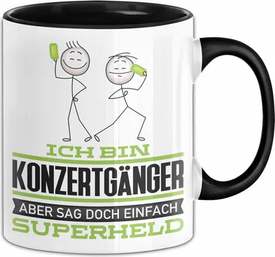 Produktbild von Konzertgänger Geschenk Tasse Ich Bin Konzertgänger Aber Sag Doch Einfach Superheld Lustige Geschenkdiee für Konzertgänger Kaffee-Becher (Schwarz)
