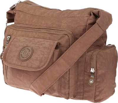 Obrázek produktu pro Taška přes rameno Street Bag Nylonová kabelka Crincle Nylonová kabelka Bag Brown