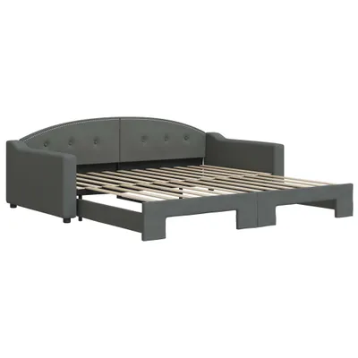 Image de vidaXL Lit de jour extensible gris foncé 100x200 cm Tissu