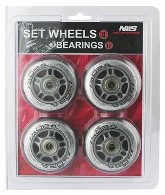 Image de Jeu de roues enPolyuréthanetransparent 76x24 + roulements ABEC7 NILS EXTREME