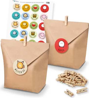 Produktbild von itenga SET Geschenktüten Motivationssticker (Motiv 87) 24 x Tüten + Klammern + S