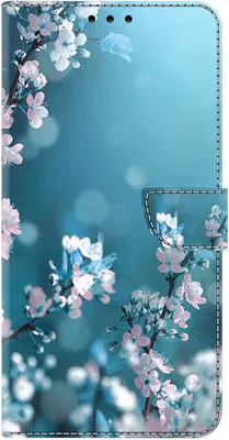 Produktbild von CLM-Tech Handyhülle kompatibel mit Xiaomi Redmi Note 13 Pro 5G Hülle - Tasche aus Kunstleder - Klapphülle mit Ständer und Kartenfächern - Schutzhülle Wallet Case Cover Pflaumenblüte blau