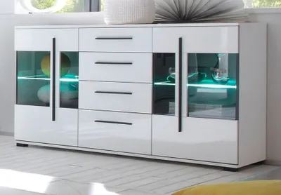 Produktbild von Sideboard "Design-D" weiß Hochglanz Kommode 150 x 86 cm