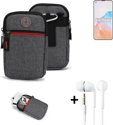 Produktbild von K-S-Trade Gürteltaasche + Kopfhörer kompatibel mit Cubot X30 Handy Tasche Holster Schutz Hülle Handy Hülle grau Zusatzfächer 1x