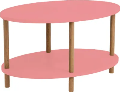 Obrázok produktu pre Konferenčný stolík "Højreby" oválne nohy z bukového dreva 70 x 44 x 43 cm ružový