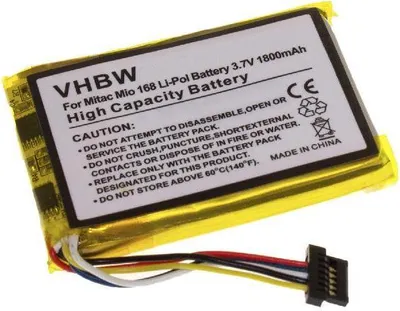 Produktbild von vhbw Akku kompatibel mit Typhoon MyGuide 6500XL Extended GPS Navigation Navi (1800 mAh, 3,7 V, Li-Polymer)