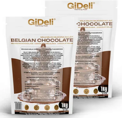 Immagine prodotto di Cioccolato belga 2 kg Copertura di cacao per glasse e dessert GiDeli