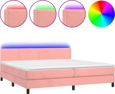 Produktbild von vidaXL Boxspringbett mit Matratze & LED Rosa 200x200 cm Samt
