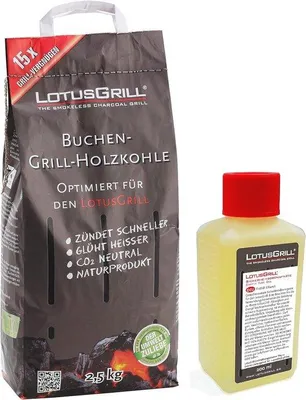 Produktbild von Buchenholzkohle 2,5 kg und Brennpasta für raucharme Grillanwendung