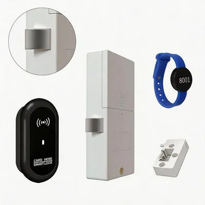 Produktbild von Elektronisches Sensorschloss für Schränke – Karten-/Armband-Entriegelung, Zinklegierung, Notstrom – Für Sauna, Fitness, Büro