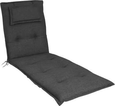 A dark gray chaise lounge cushion on a white background.