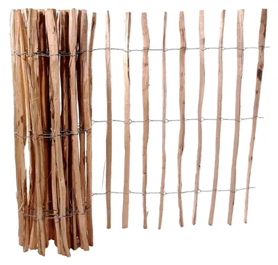 Produktbild von Staketenzaun aus Kastanie, 90 cm hoch, 460 cm lang mit einem Abstand von ca. 8,5 cm - Naturzaun