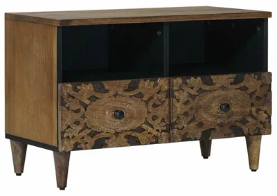 Produktbild von TV-Schränk Braun 70 x 33,5 x 46 cm Massivholz Mango - CD- & DVD-Regale DE725