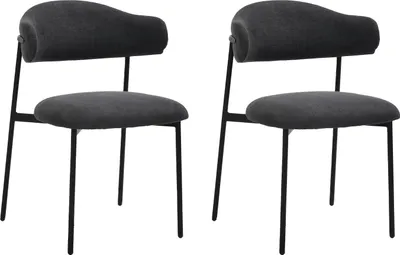 Produktbild von byLIVING Esszimmerstuhl 2er Set JERSEY / Webstoff dunkelgrau / Gestell Metall schwarz / B 58, H 78, T 54,5 cm
