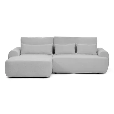 Produktbild von Ecksofa OLIVER mit Schlaffunktion & Bettkasten, Bouclé Hellgrau, Eckseite links