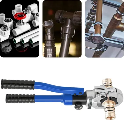 Produktbild von Hydraulische Presszange/Crimpzange für Rohre - Manuell - Backen V12–V28 - Für 12/15/18/22/28 mm - Hub 15 mm - Set mit 5 Backen