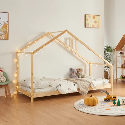 Obrázek produktu pro Domácí postel 'Siuntio' 90x200cm borovice přírodní