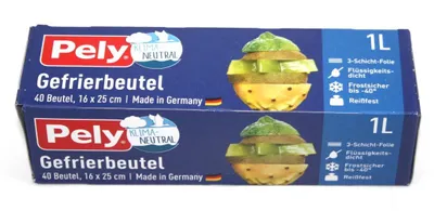 Produktbild von Pely Gefrierbeutel 1 ltr. 16x25 cm Klimaneutral 40 Beutel