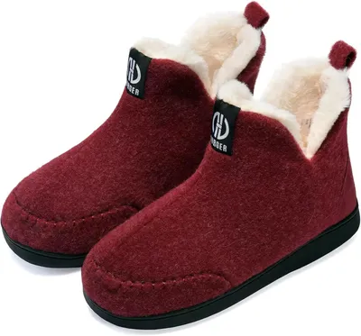 Produktbild von Filzhausschuhe für Damen und Herren mit Kunstfellfutter, hohe Winterpantoffeln