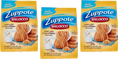 Produktbild von 3x Balocco Zuppole Biscotti con latte fresco italiano e zucchero di canna Kekse mit frischer italienischer Milch und braunem Zucker biscuits cookies 100% Italienische Kekse 700g